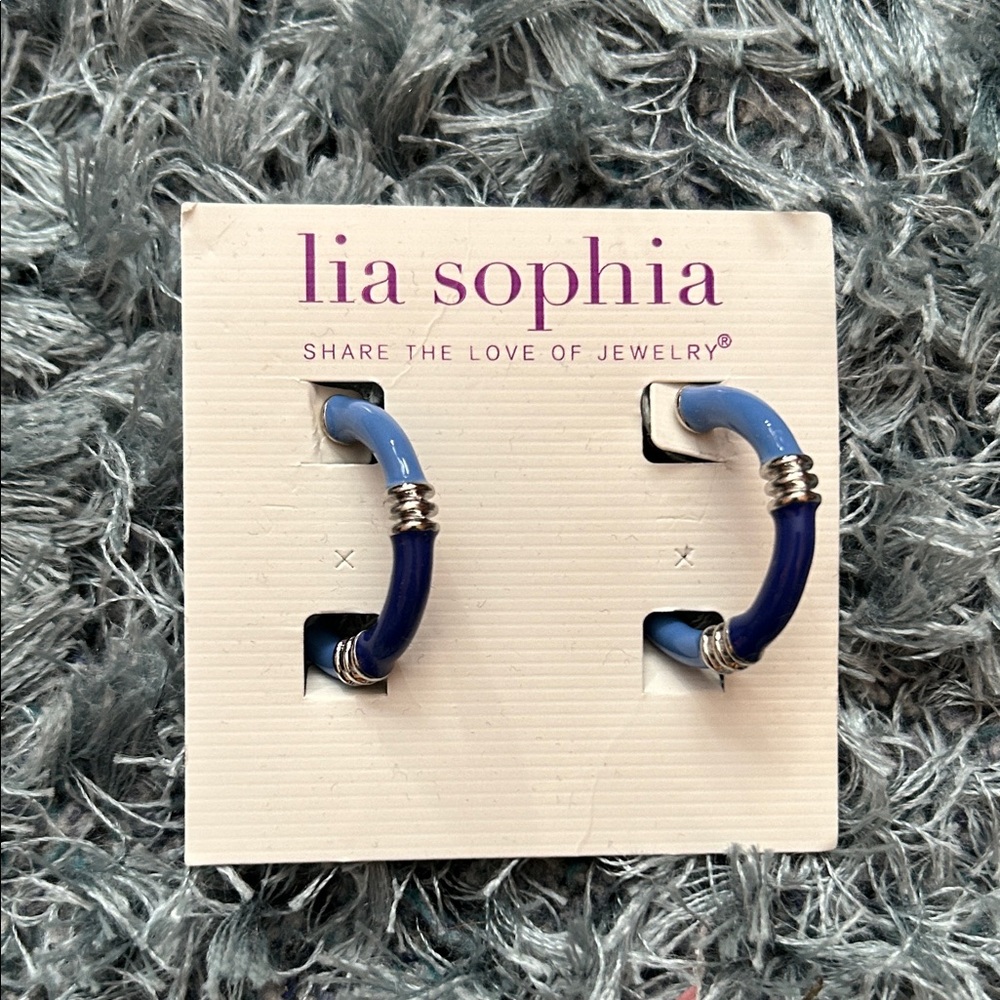 Lia Sophia Two-Tone Blue Hoop Earrings